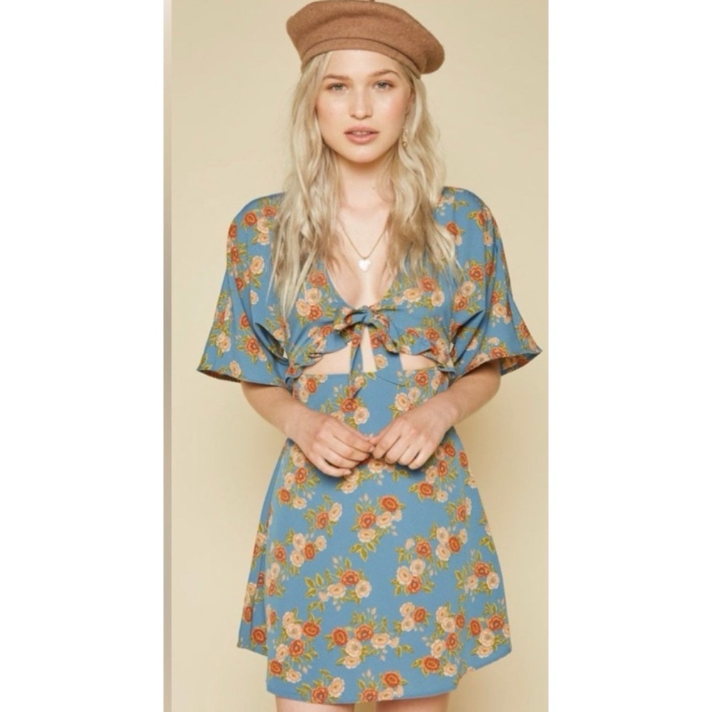 Amuse Society Blue Floral Mini Dress